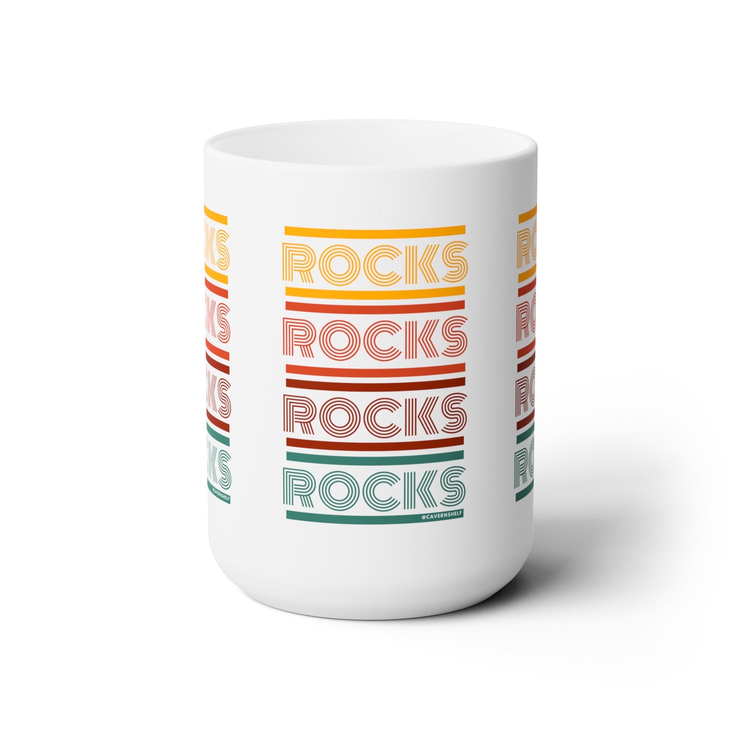 Rocks on Rocks - Ceramic Mug (White, 15oz)